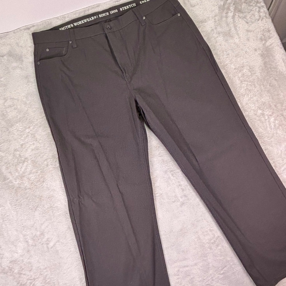 Smith's Workwear Men's Pants Gray Stretch Heavy‎ Duty Work Casual 42x30